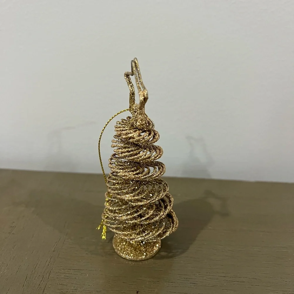 Crate & Barrel Gold Glitter Christmas Tree Ornament